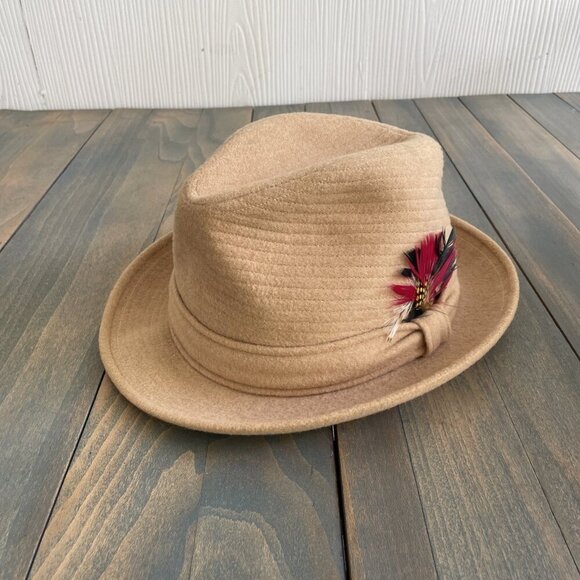 Vintage Tomlison Limited Wool Fedora Hat Styled by Borsalino Camel - 7 1/8 (ST) - Picture 1 of 9